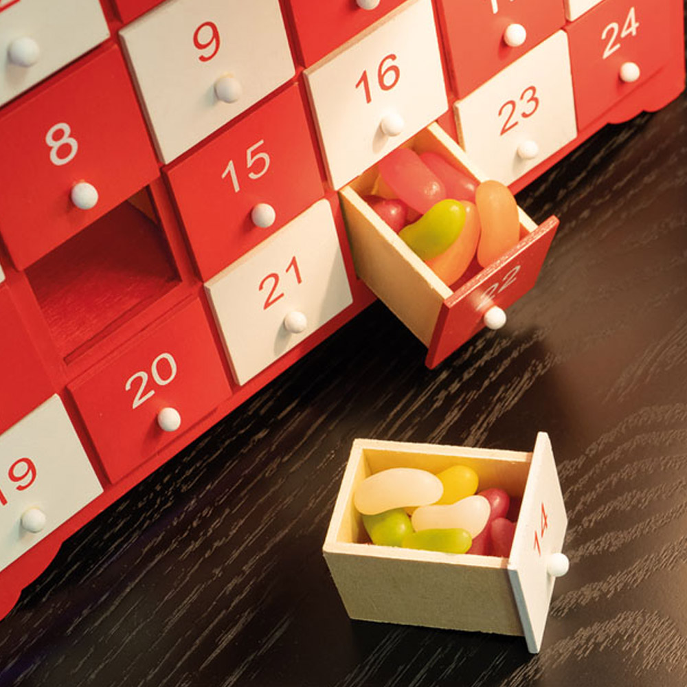 St Helens Red and White Wooden Advent Calendar Image 3