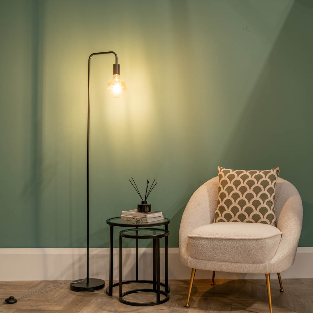 ValueLights Bronx Black Metal LED Floor Lamp Image 3