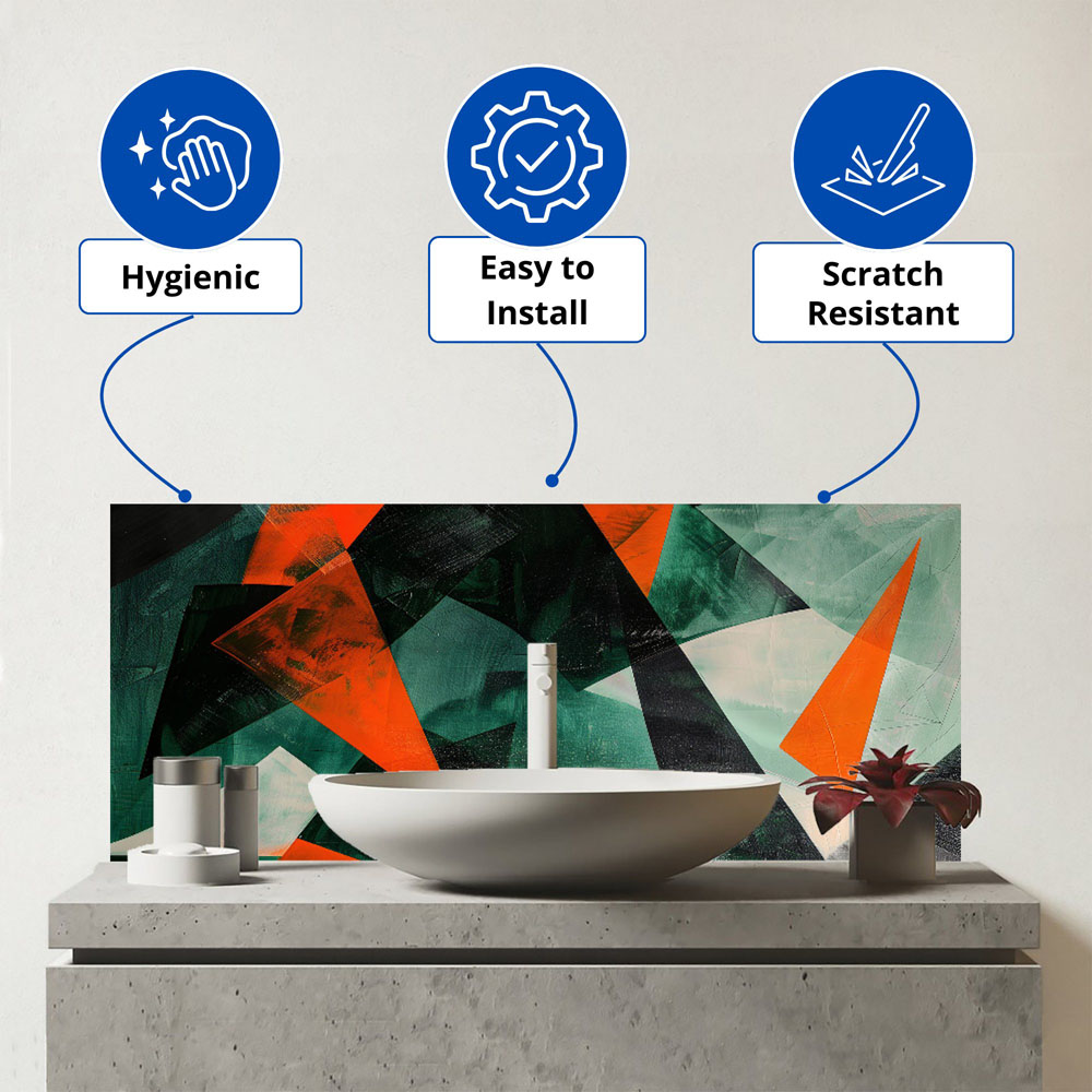 Warren Reed Designer Curved Geometry Bathroom Splashback 25 x 60cm Image 3