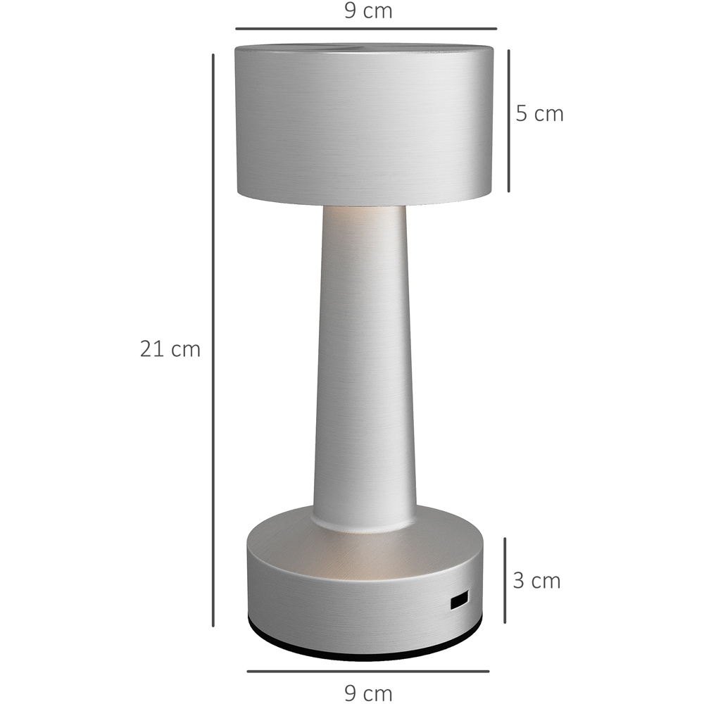 Portland Silver LED Battery Operated Table Lamp Image 9
