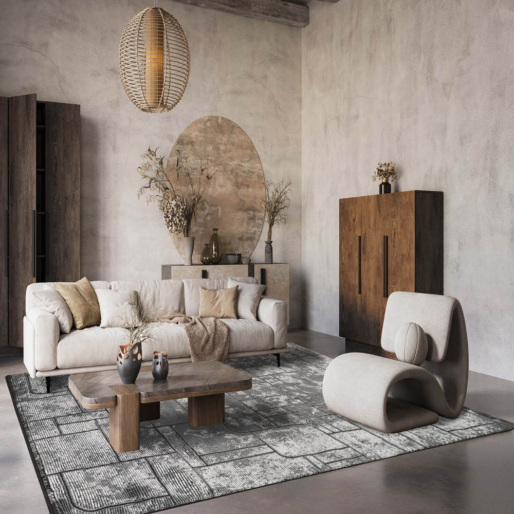 Desire Rugs Belgravia Metallic Sheen Modern Cobble Design Grey Rug 160 x 230cm Image 2