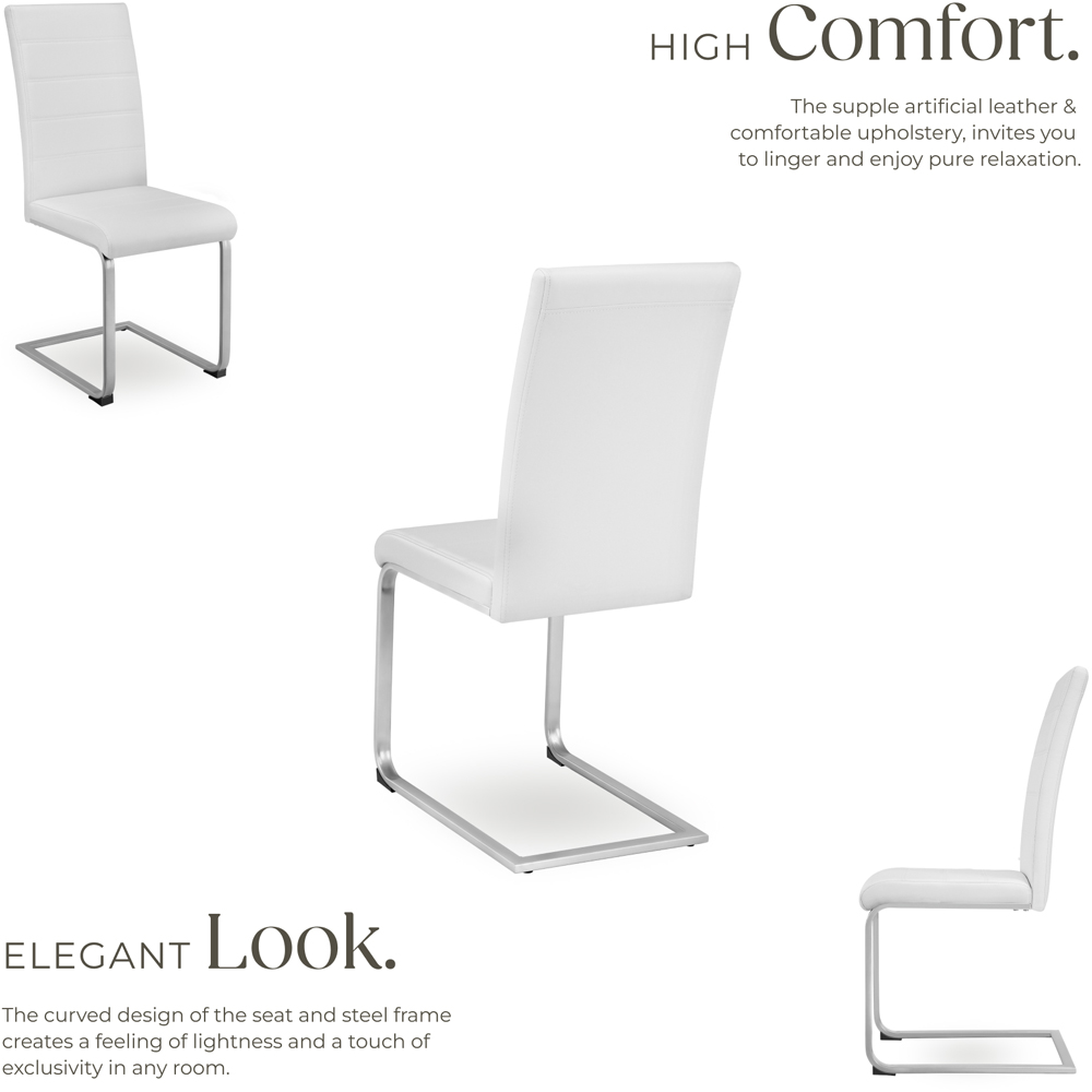 tectake Set of 6 White Cantilever High Backrest Dining Chair Image 4