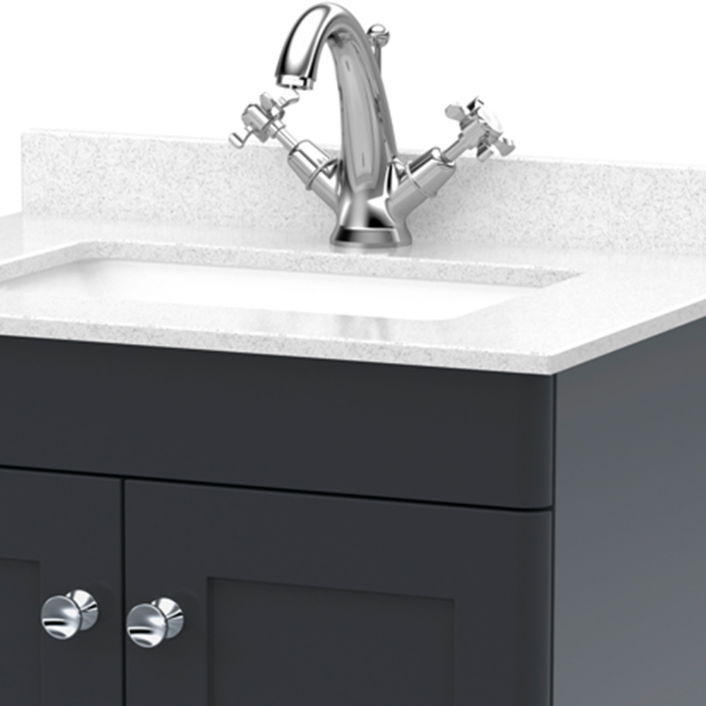 nuie Classique 2 Door Soft Black Floor Standing Unit and 1 Tap Hole Marble Top Square Basin 600mm Image 2