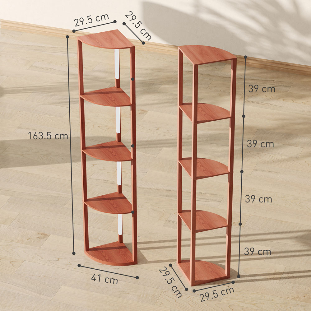 Portland 4 Shelf Brown Dimmable Warm White LED Corner Floor Lamp Image 9