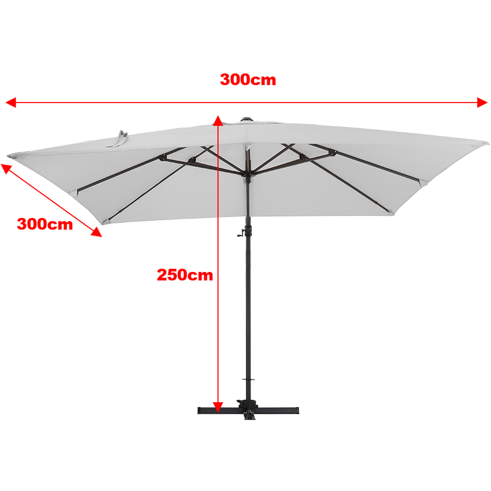 Living and Home Grey Square Rotating Tilt Cantilever Parasol with Cross Base 3m Image 6