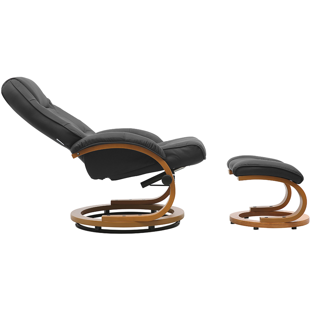 Living and Home Black Reclining Swivel Office Chair with Footstool Image 4