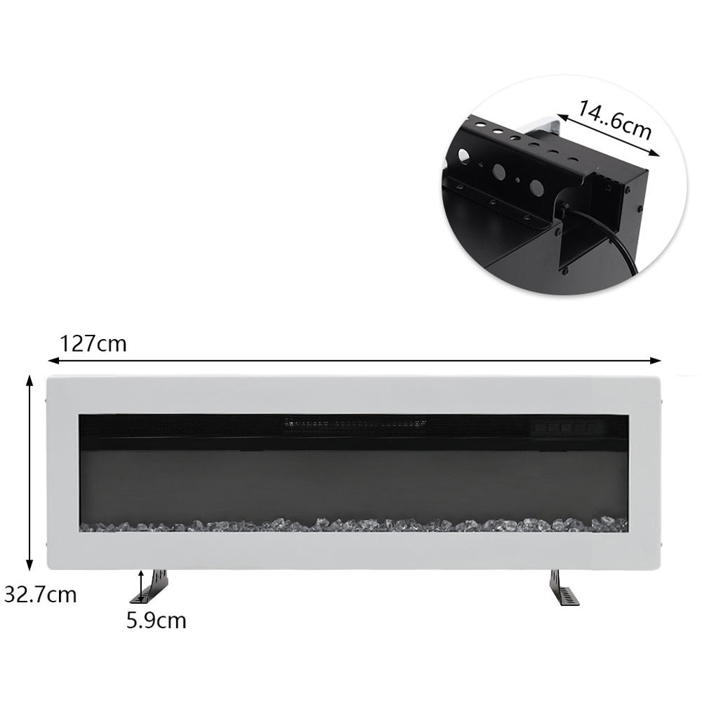 Living and Home 50 Inch White Electric Fireplace Wall Mounted Wall Inset or Freestanding Heater with Remote Control Image 9
