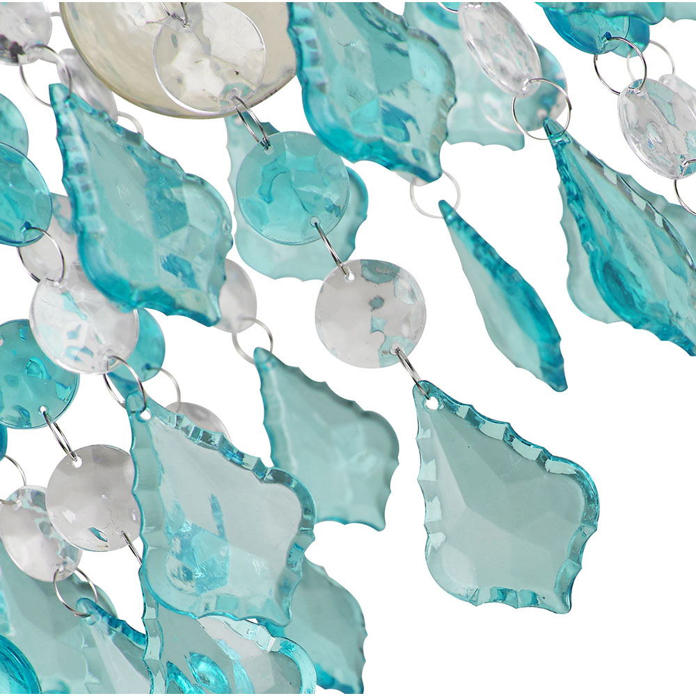 Happy Homewares Teal Acrylic Chrome Metal Frame Light Pendant Shade Image 3
