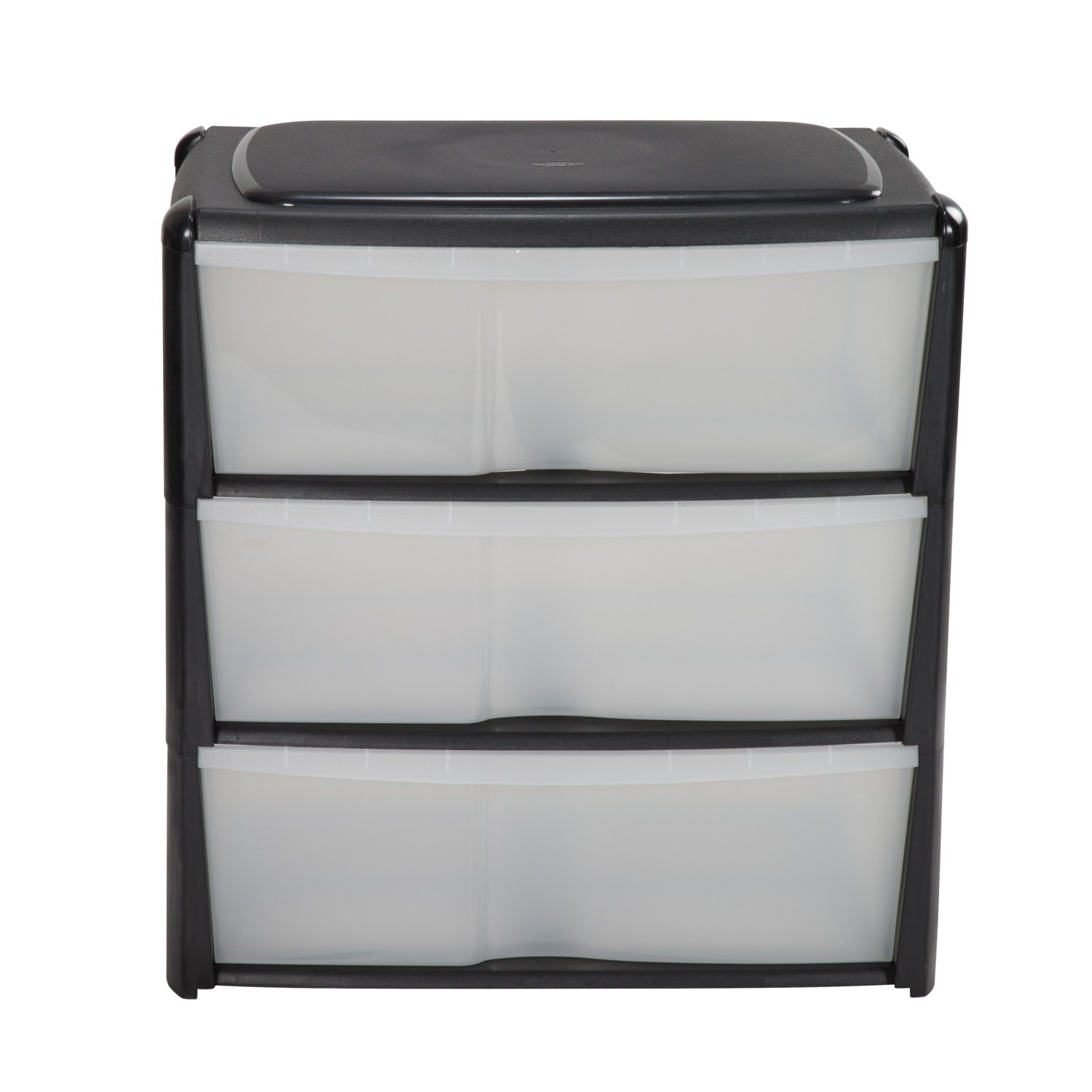 Black 3 Drawer Wide Storage Unit Image 1