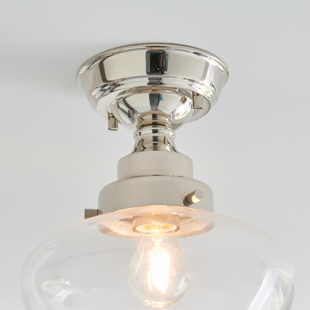 Merano Finale Bright Nickel Plate Clear Glass Semi Flush Ceiling Light Image 5