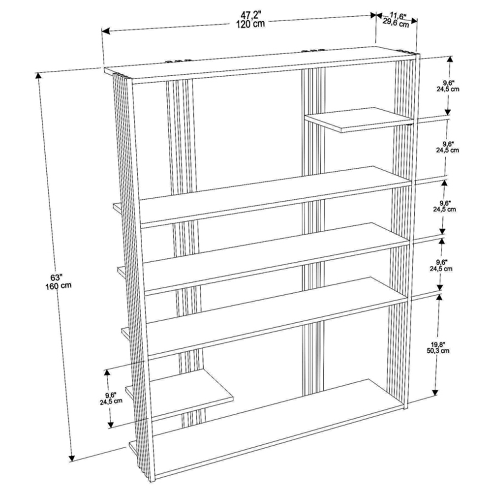Decorotika Jeni 6 Shelf Green and Black Bookcase Image 7