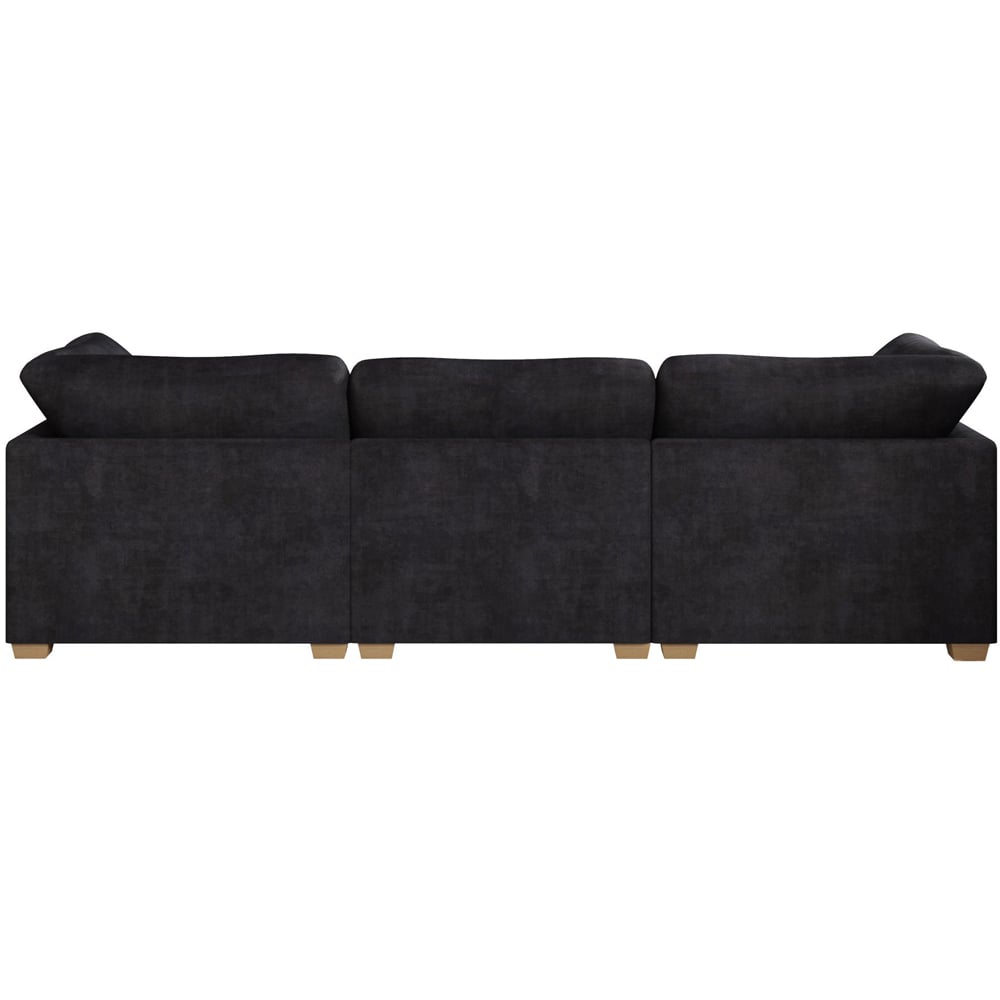 Nestle 5 Seater Ebony Plush Velvet Fixed Back U-Shape Sofa Image 5