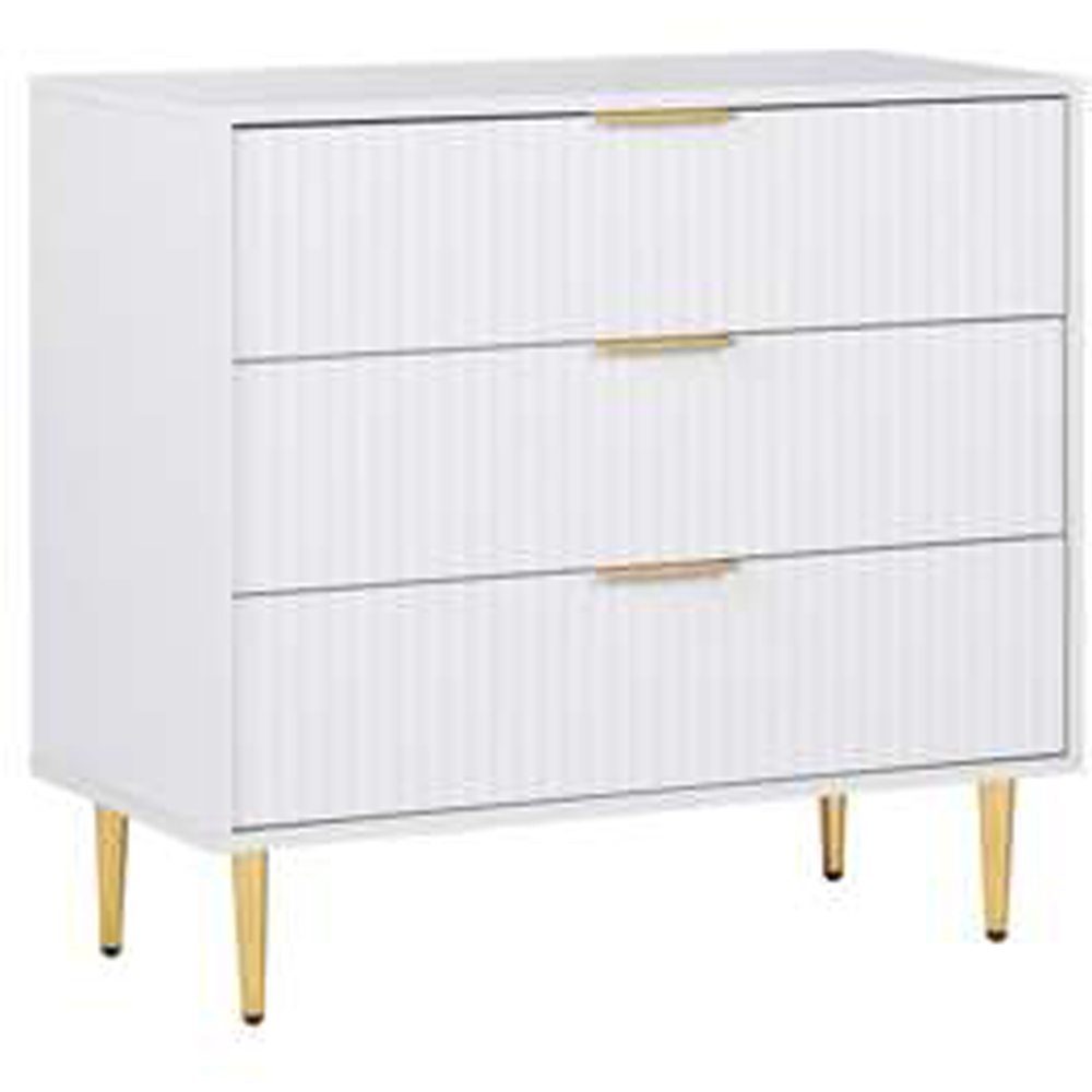 Birlea Zara 3 Drawer White Fluted Chest of Drawers Image 2