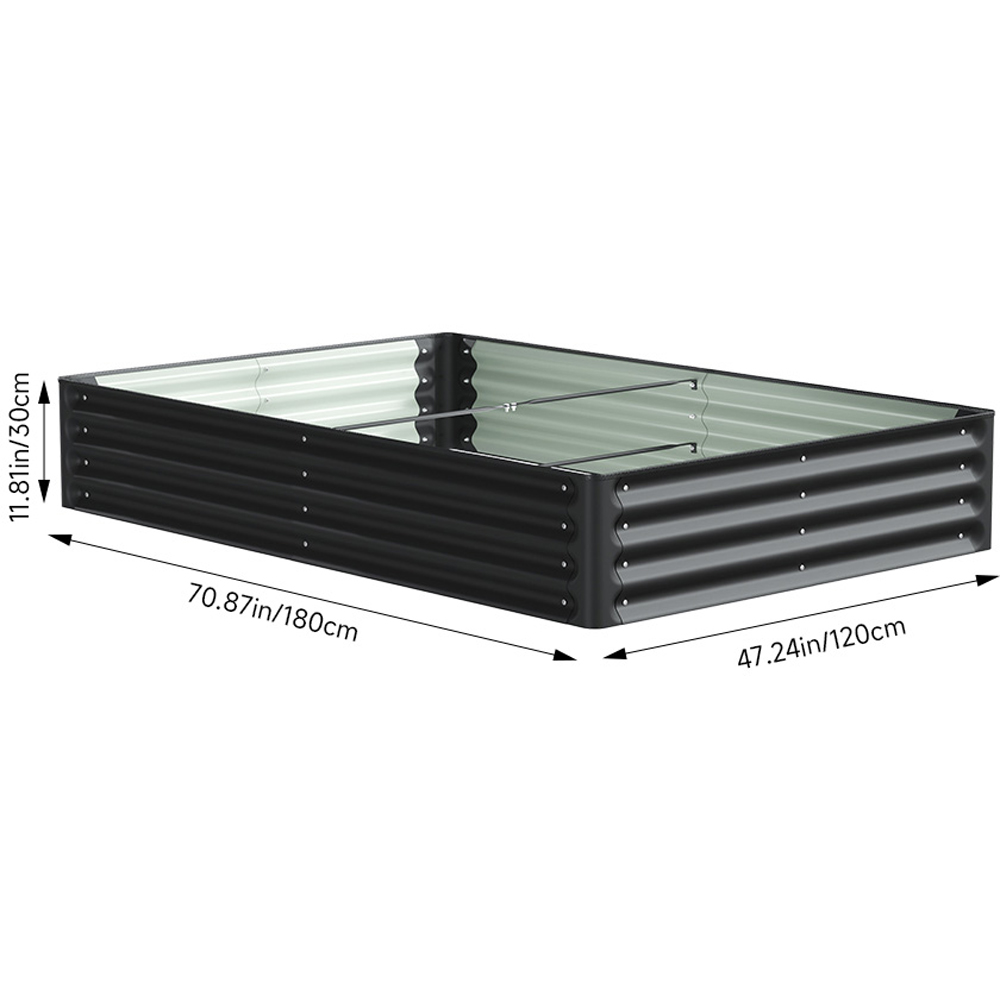 Living and Home Black Rectangular Galvanised Steel Raised Garden Bed 180 x 120cm Image 8