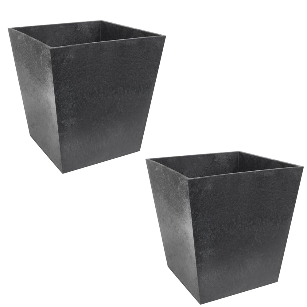 Primeur Sonata Steel Outdoor Grey Garden Planter 33cm 2 Pack Image 1