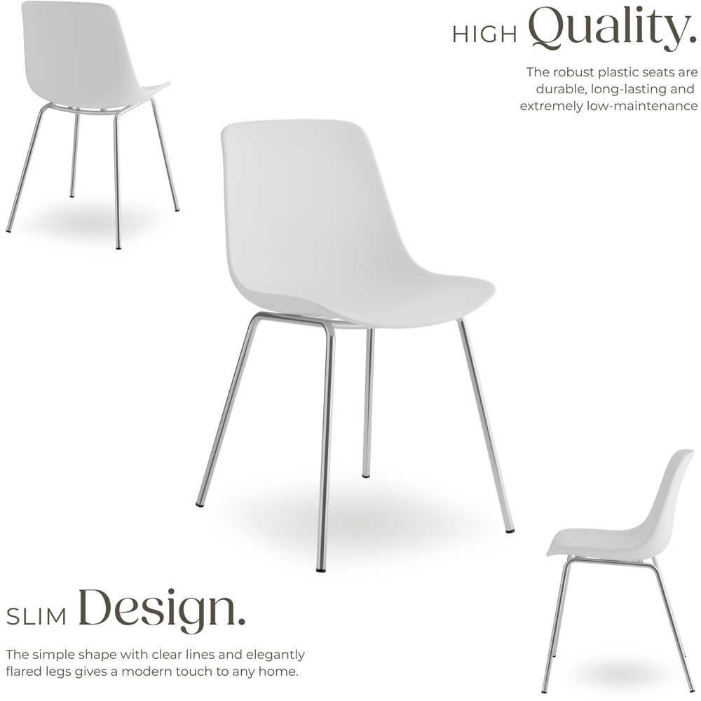 tectake Mave Set of 6 White and Chrome Dining Chair Image 6