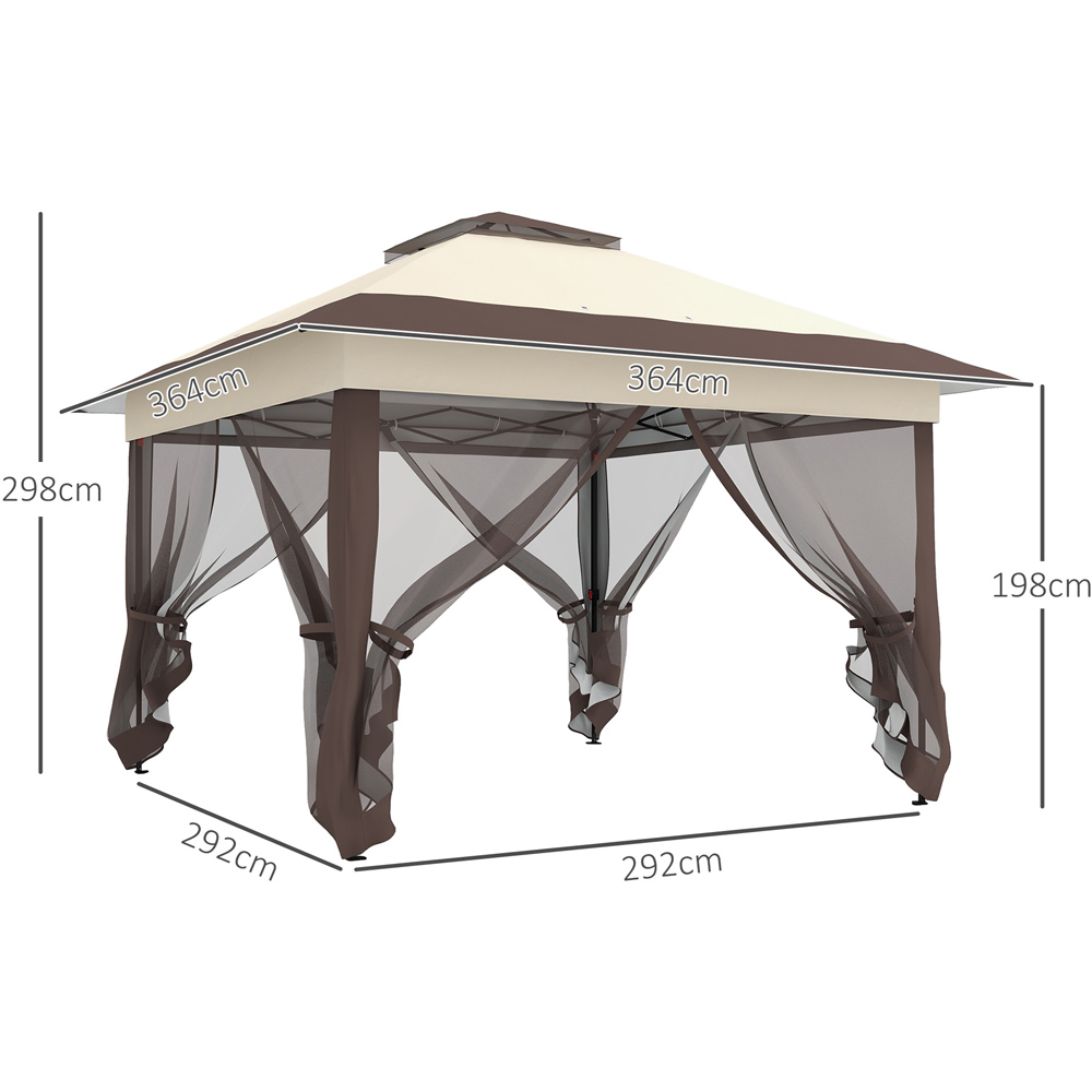 Outsunny 3.6 x 3.6m Khaki Pop Up Gazebo with 4 Mesh Sides and Carry Bag Image 7