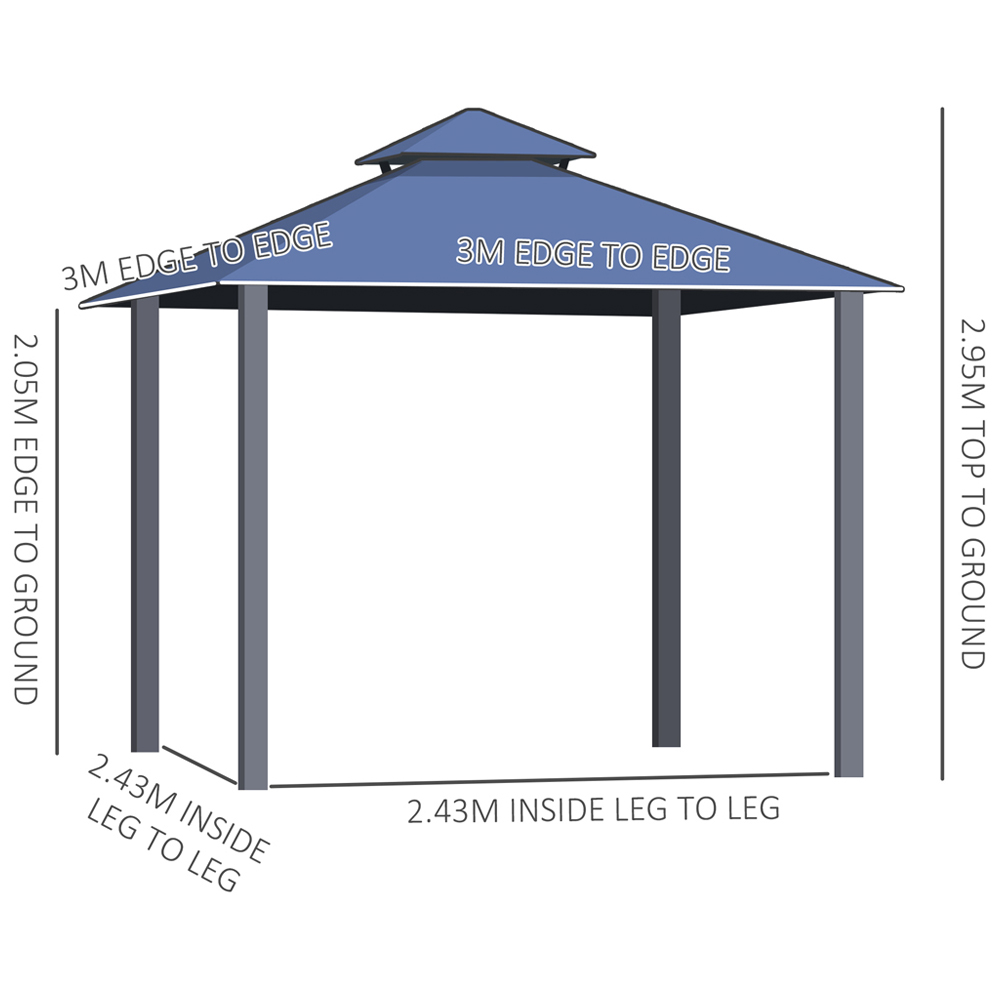 3x3m Gazebo Double Tier Roof Image 6