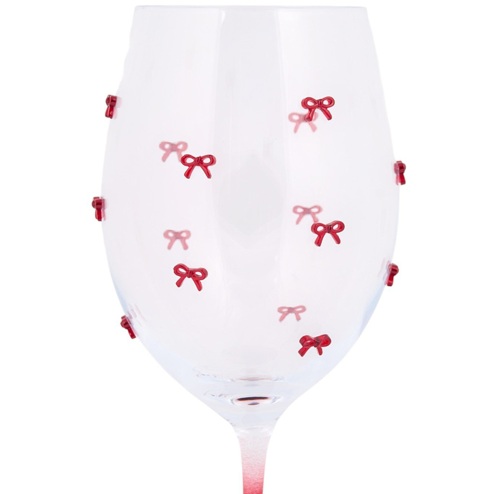 Red Bows Wine Glass Image 2