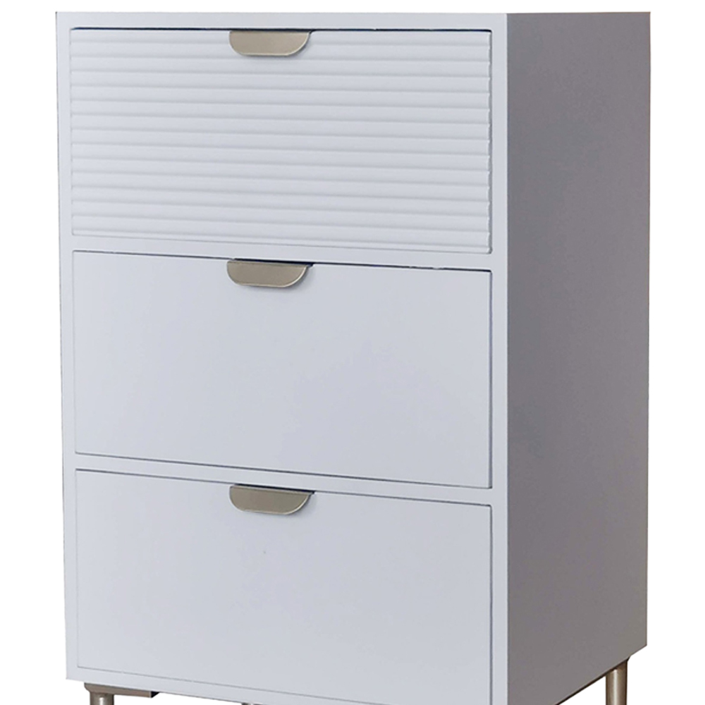 Acacia Home 3 Drawer White Wooden Chest of Drawers Image 3