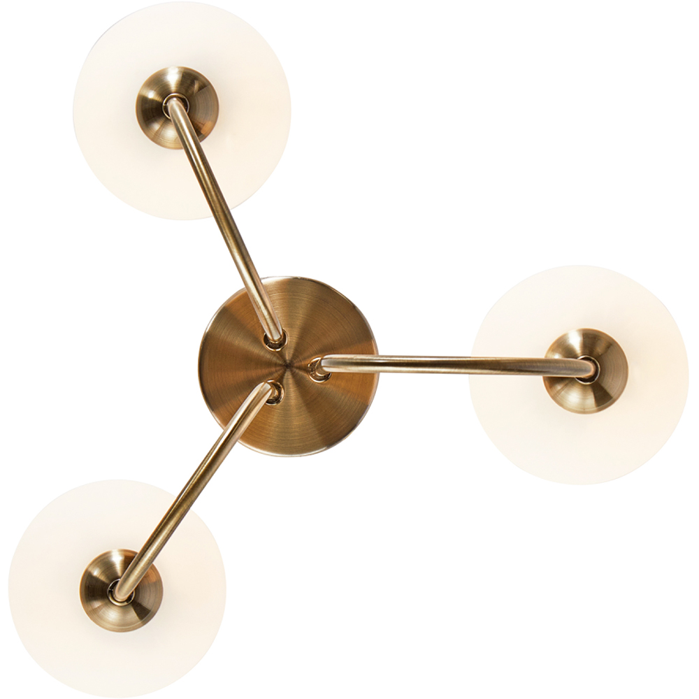 Happy Homewares Antique Brass Ceiling Light with Opal White Globe Glass Shade Image 3