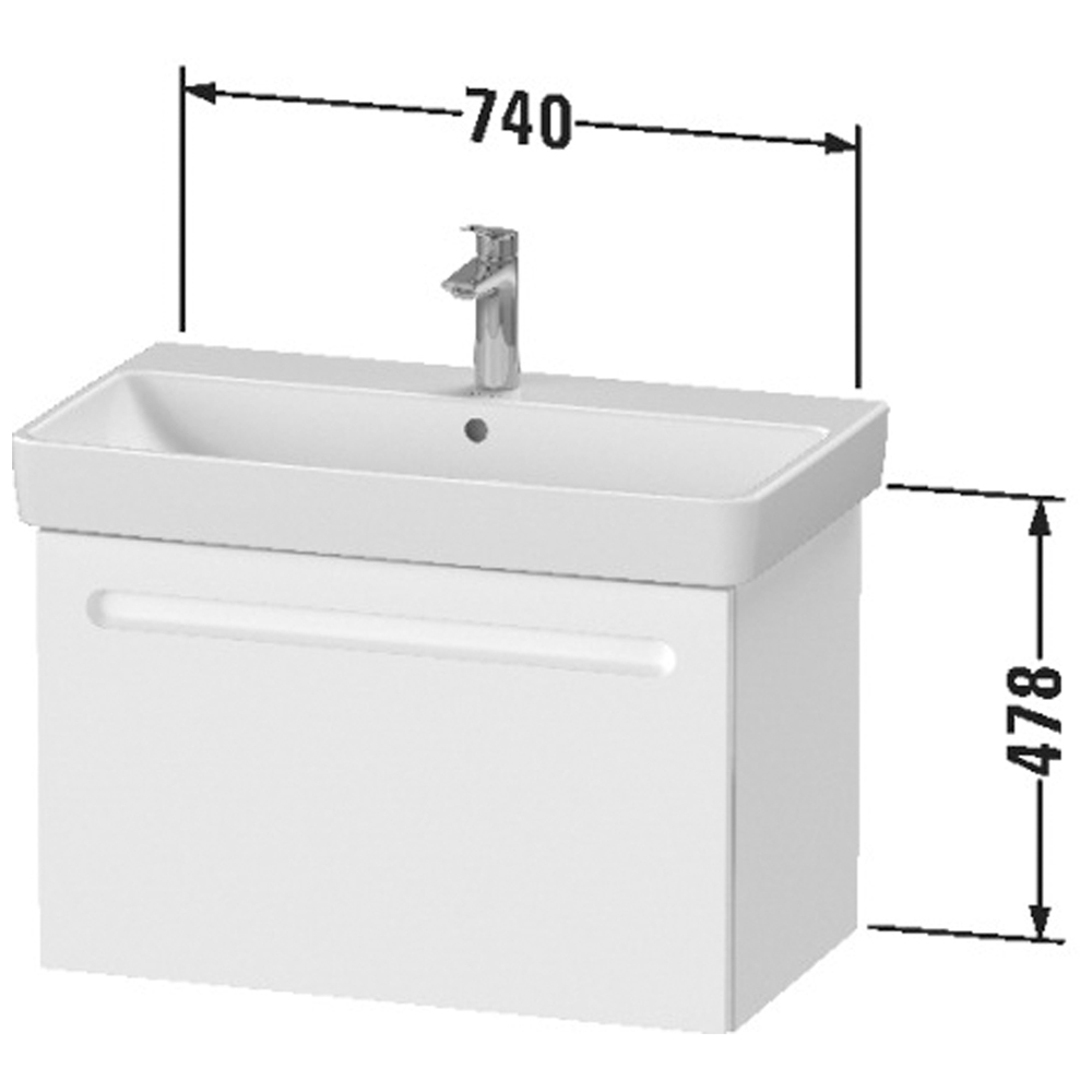 Duravit No.1 Matt White Wall Hung Vanity Unit 478 x 740mm Image 3