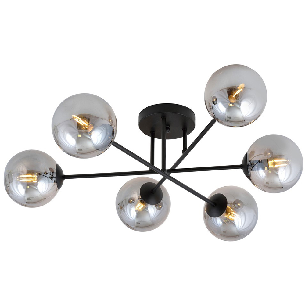 Emibig Roma 6 Light Graphite Shade Black E14 Ceiling Light Image 3
