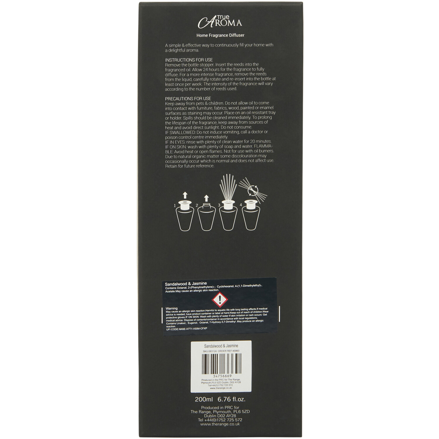 Sandalwood & Jasmine Diffuser 200ml - Black Image 5