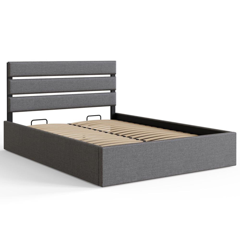 GFW Hudson Double Grey End Lift Ottoman Bed with SC Bonnell Mattress Image 4