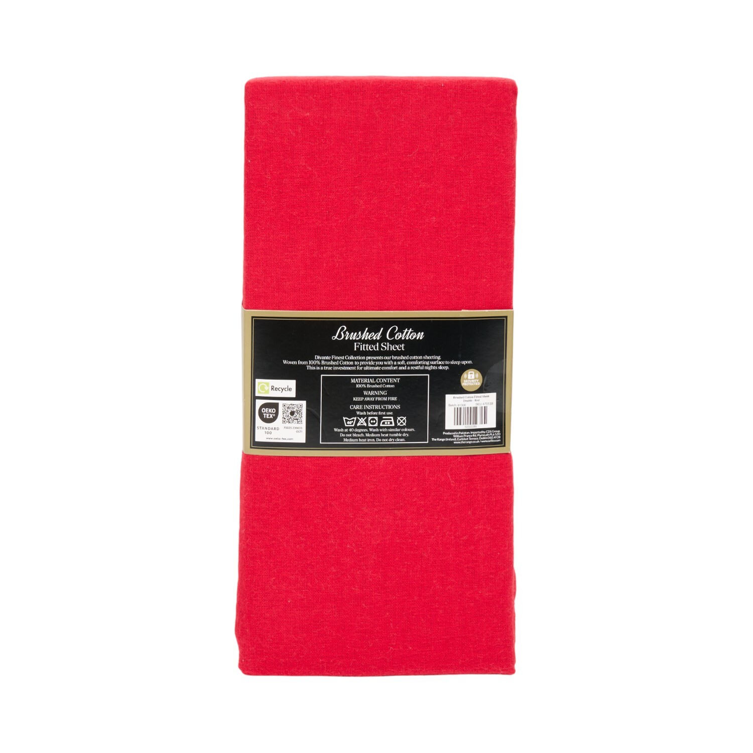 Cosy Brushed Cotton Fitted Sheet Red Double Image 3