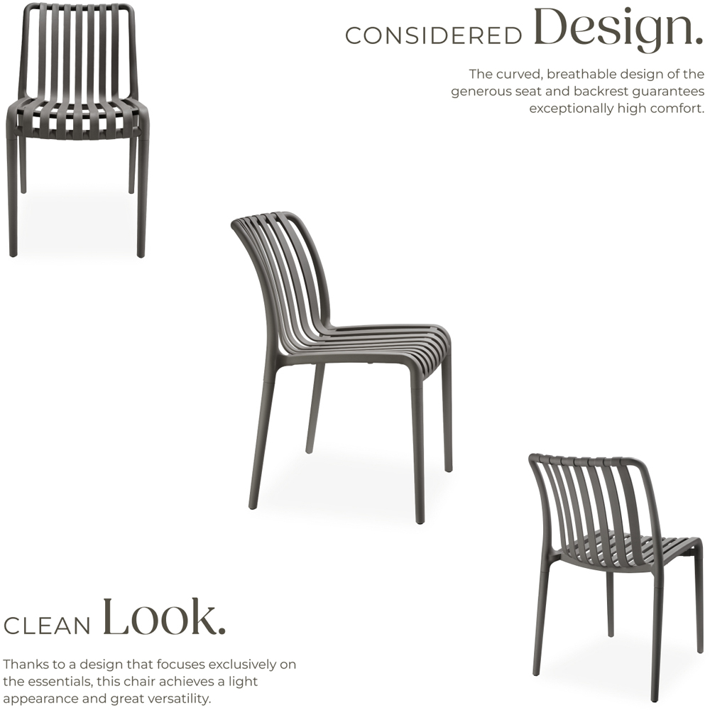 tectake Alcudia Set of 6 Anthracite Stackable Garden Chair Image 6