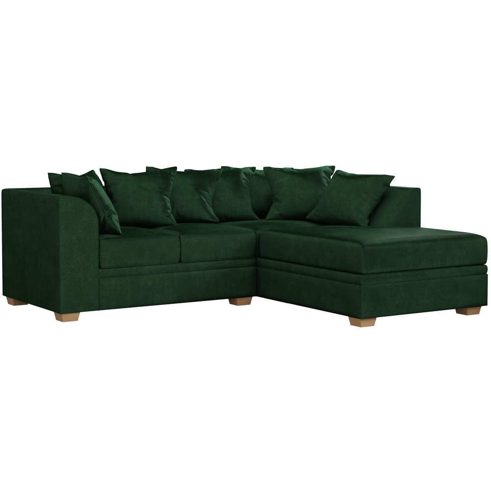 Modo 3 Seater Forest Green Plush Velvet Right Hand Scatter Back L-Shape Corner Sofa Image 2