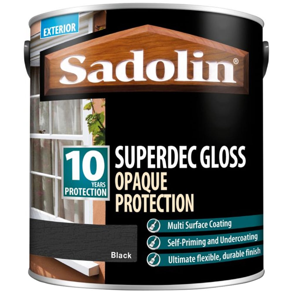 Sadolin Superdec 10 Year Black Gloss Finish Exterior Woodstain 2.5L Image 2