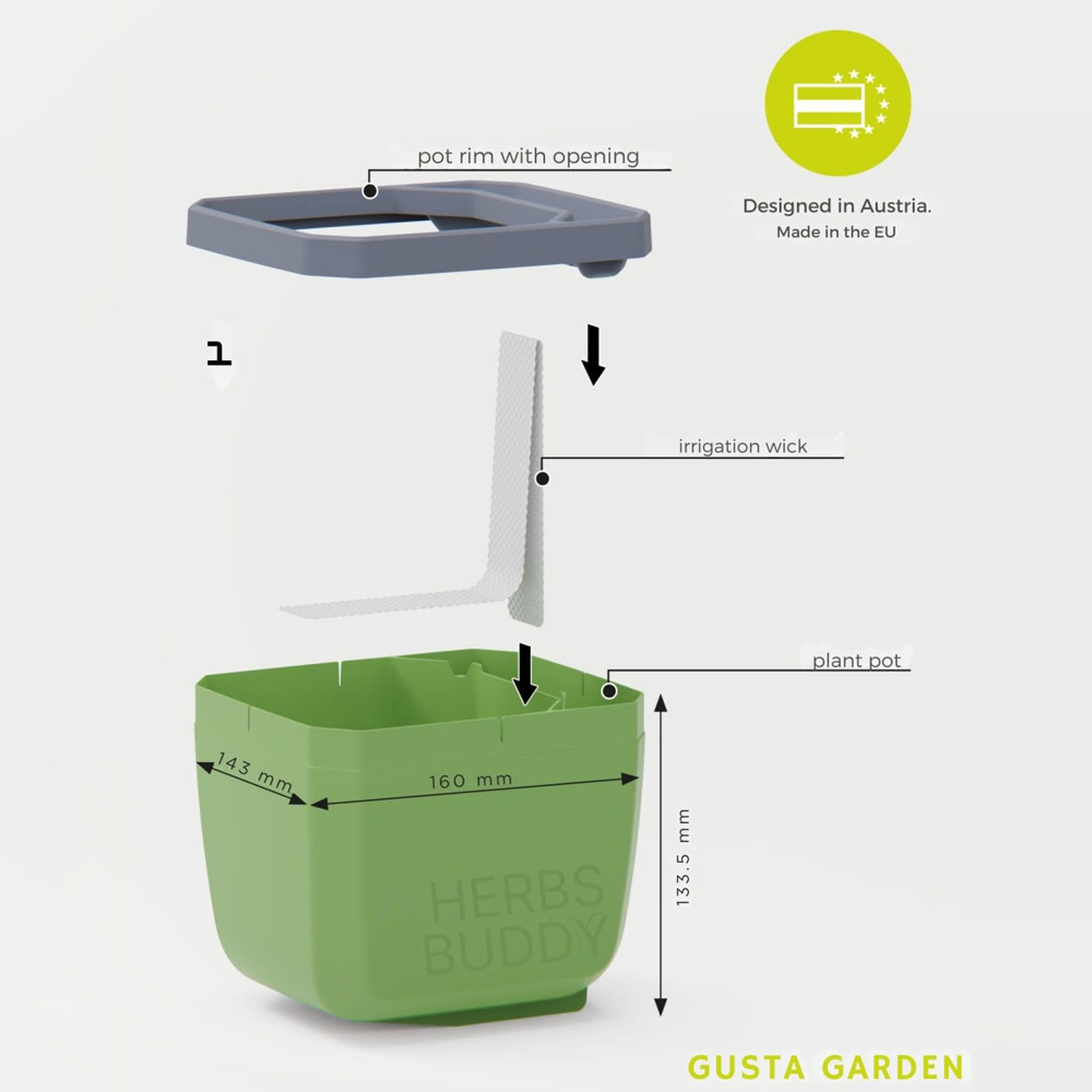 Gusta Garden Herbs Buddy White Self Watering Herb Pot with Water Reservoir 3 Pack Image 7