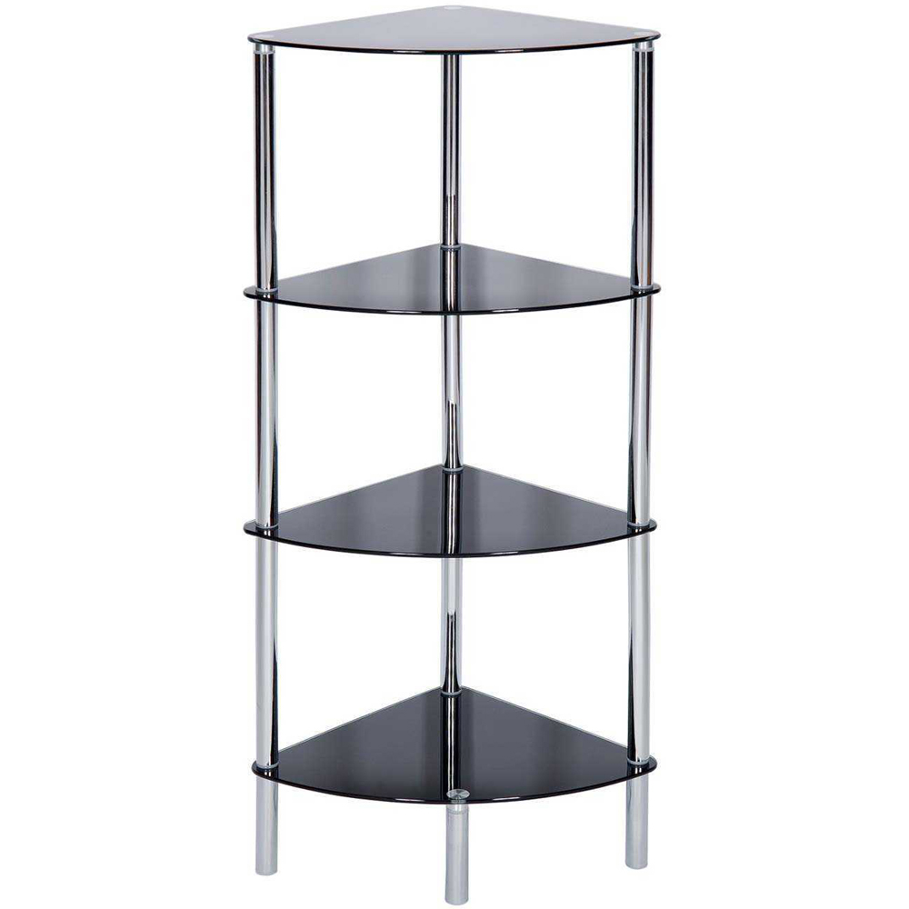 Sierra 4 Tier Corner Shelving Unit Black Image 2
