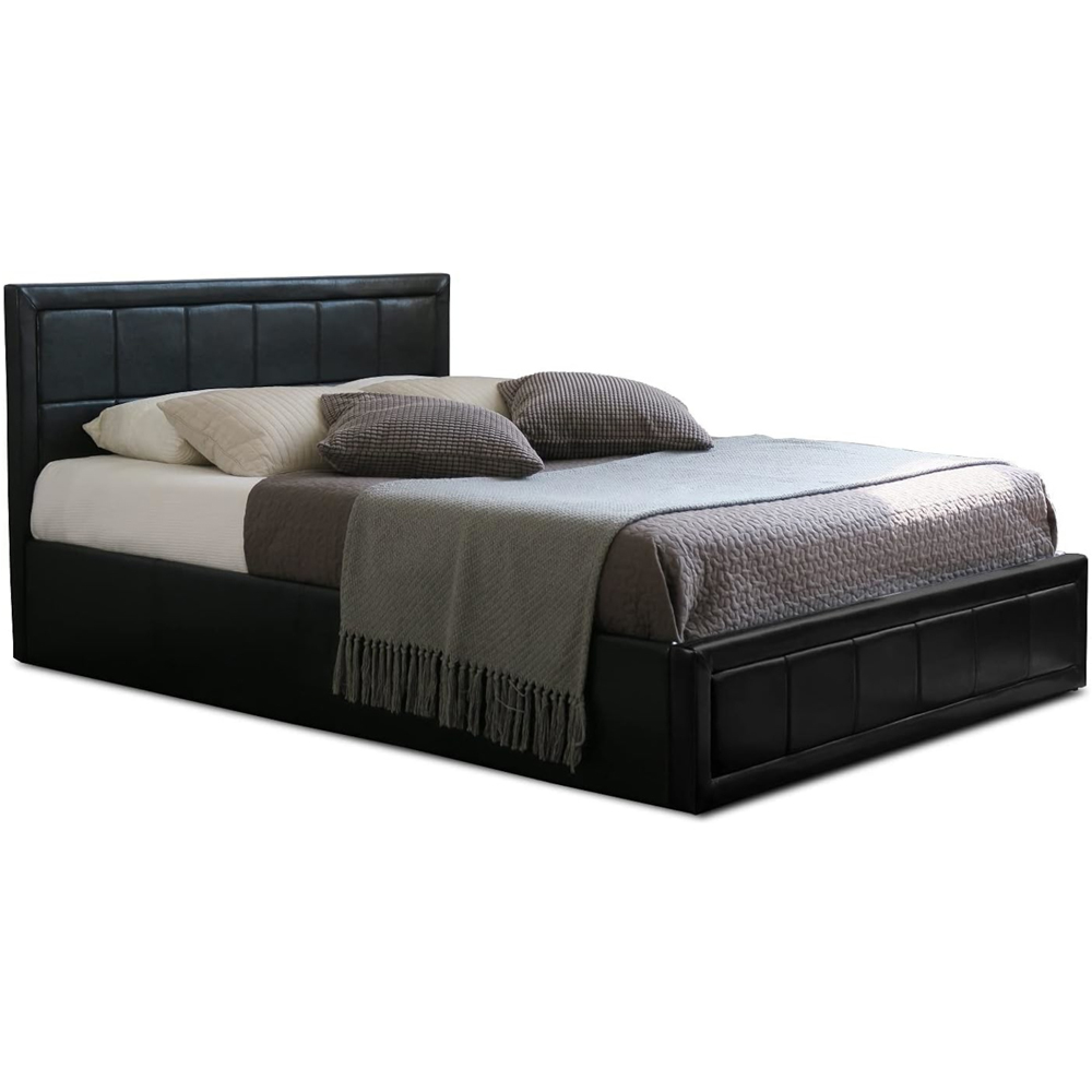 Home Treats Small Double Black Leather Ottoman Storage Bed Image 2