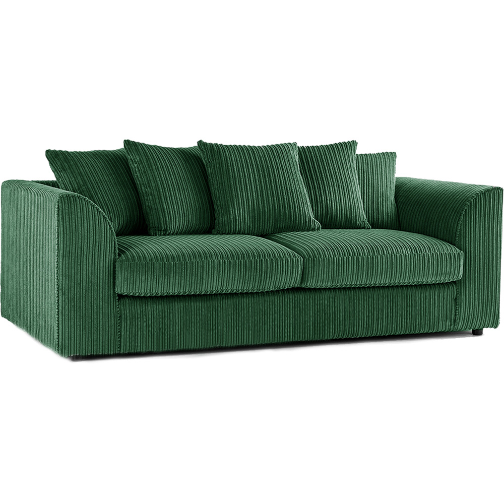 Luxor 6 Seater Green Jumbo Cord Scatter Back Sofa Suite Image 3