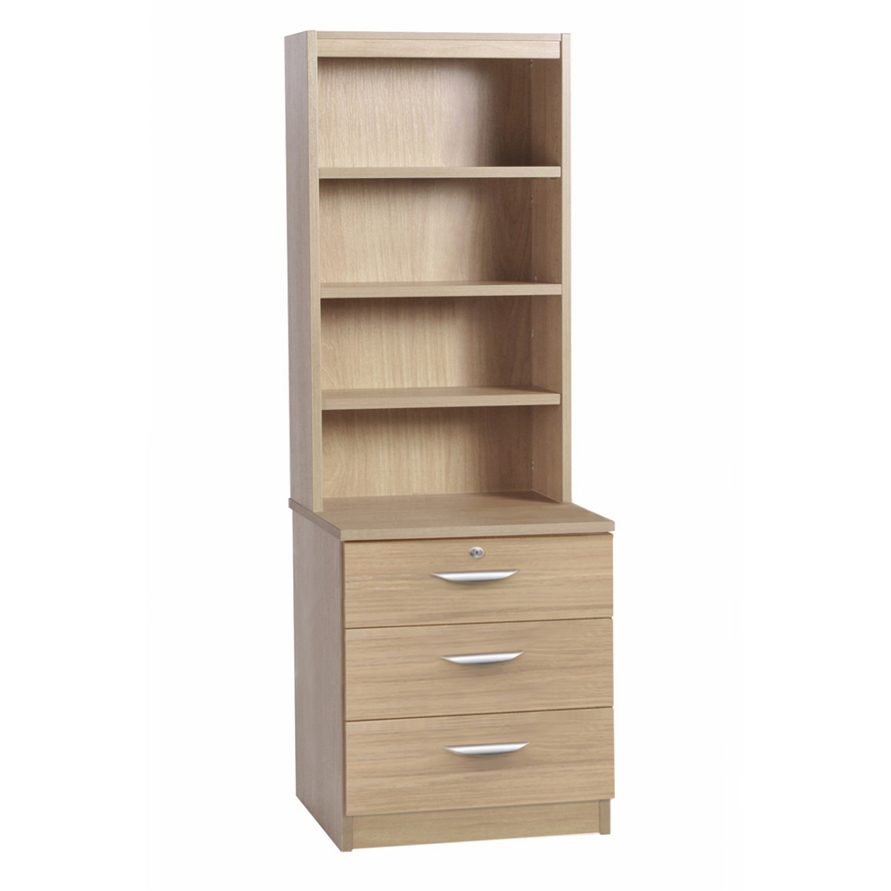 R White Cabinets 3 Drawer 4 Shelf Brown Storage Chest with Hutch Image 2