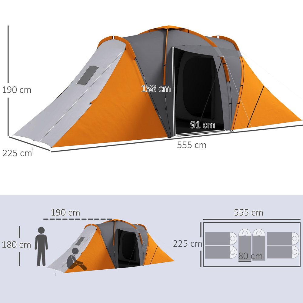 Outsunny 4-6 Person Waterproof Camping Tent Orange Image 8