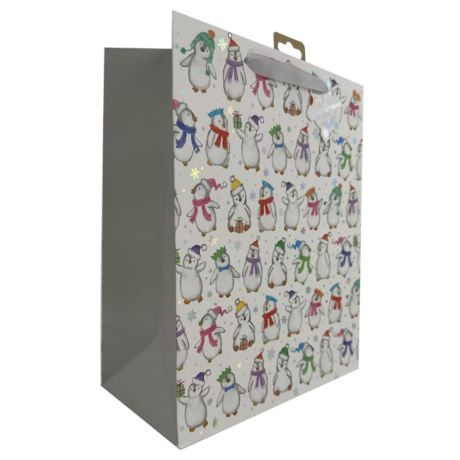 Cute Penguins Gift Bag Large - Grey Image 3