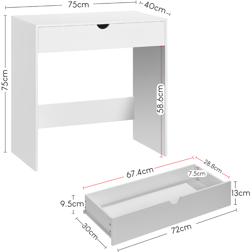VIDA DESIGNS Single Drawer White Dressing Table Image 9