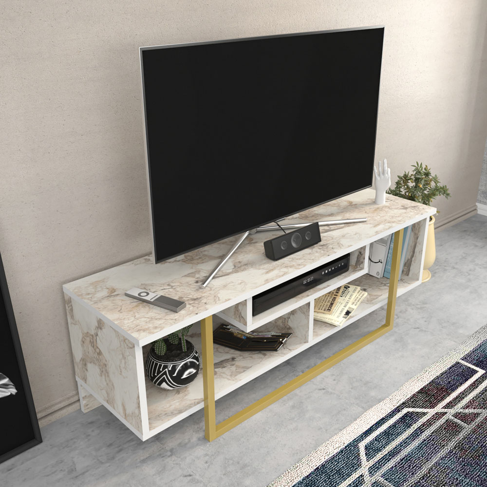 Decorotika Asal Ephesus and Gold Wide TV Unit Image 3