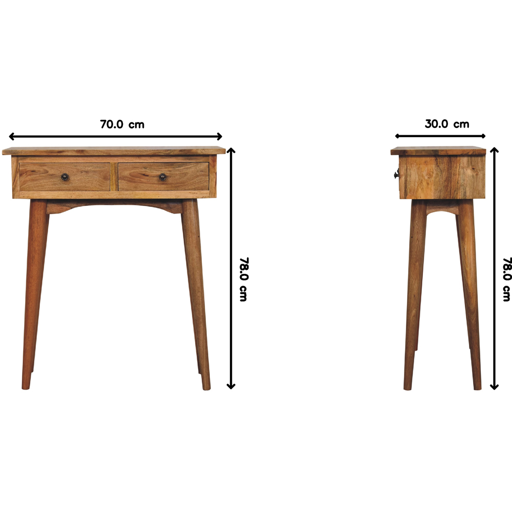 Artisan Furniture Oak-ish 2 Drawer Solid Wood Mini Hallway Console Table Image 8