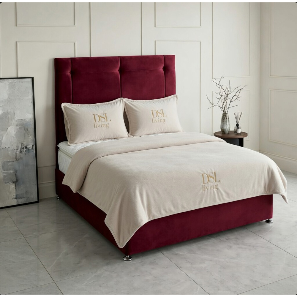 DS Living Kingsley Double Maroon Plush Divan Bed Image 5