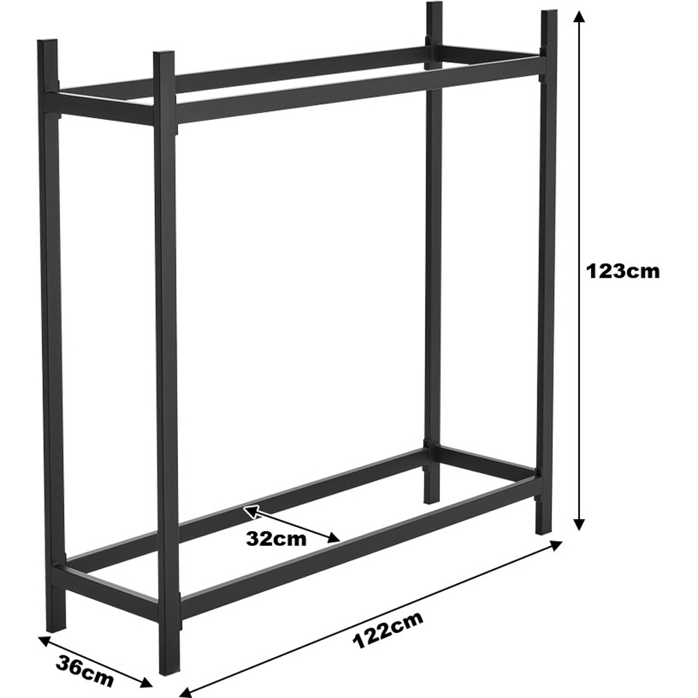 Living and Home Black Metal Powder Coated Firewood Rack Garden Log Holder Image 7