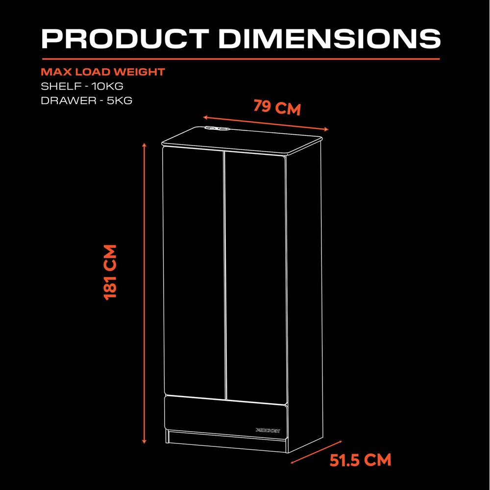 X Rocker Carbon-Tek 2 Door Grey and Red Wardrobe with Neo Fibre LED Lights Image 8