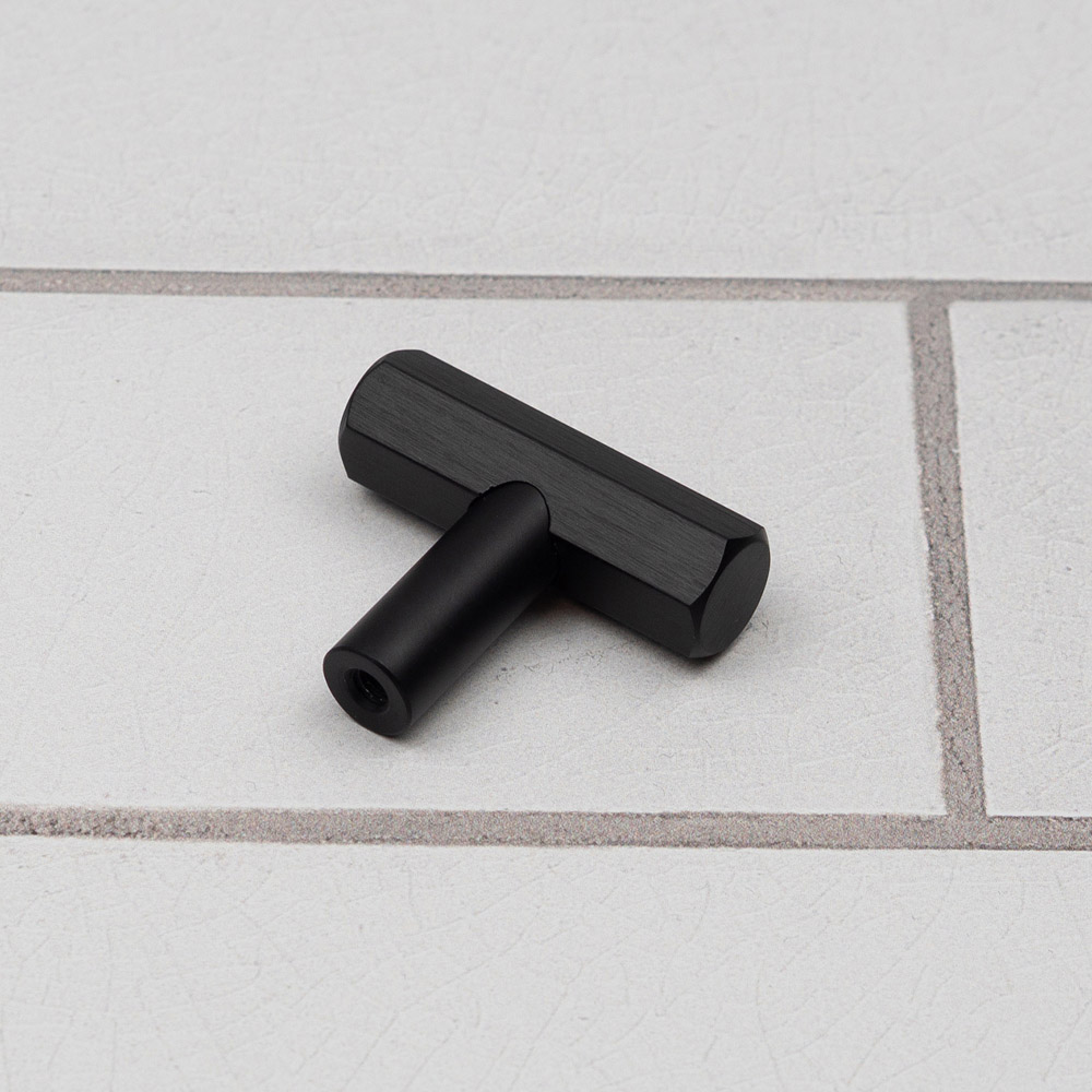 Handle & Home Matt Black Hexagon T-Bar Knob 40mm Image 5