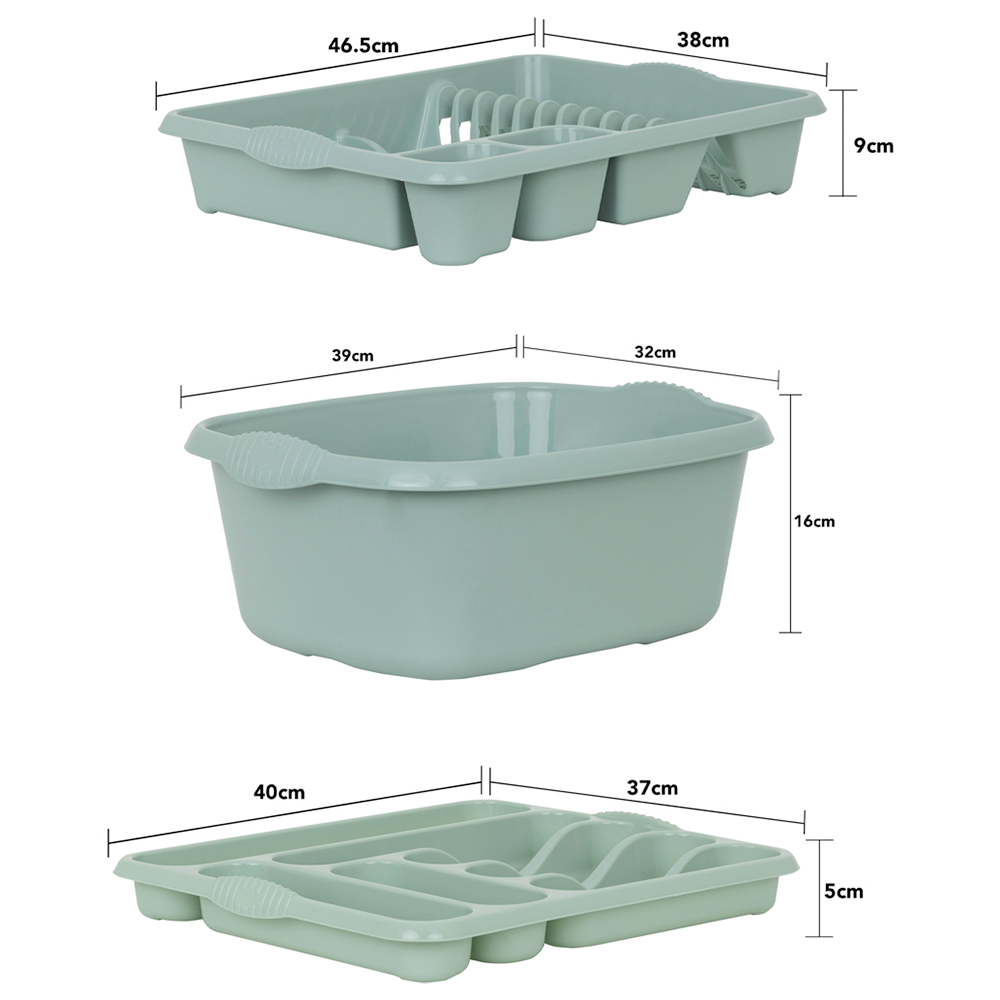 Wham 3 Piece Casa Plastic Kitchen Set Silver Sage Image 6