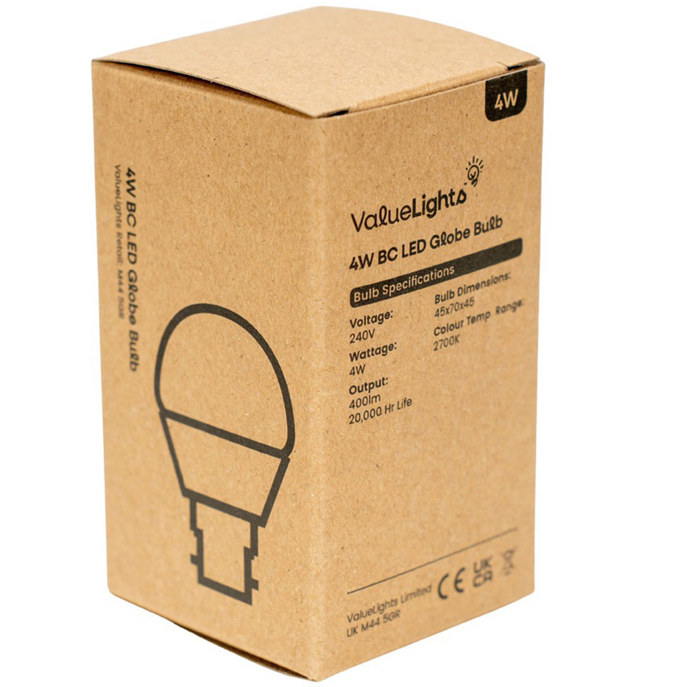 ValueLights 12 Pack B22 LED 4W 2700K Warm White Globe Light Bulbs Image 4