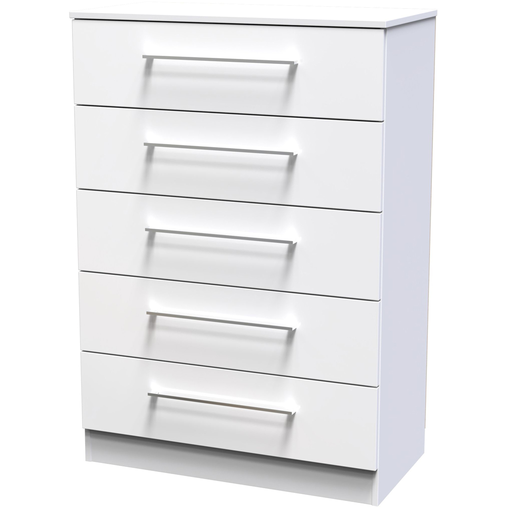 Crowndale Worcester 5 Drawer White Chest Ready Assembled Image 2